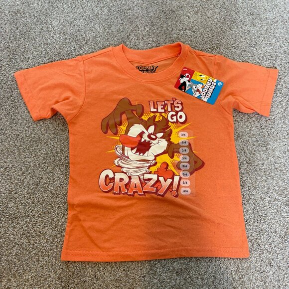 Looney Tunes Kids Taz Let's Go Crazy Graphic Tee T-shirt NEW Size 4 - Picture 1 of 7